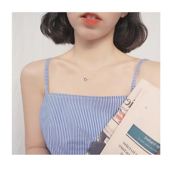 NEW 925 Sterling Silver Diamond Circle Necklace B - Picture 5 of 13